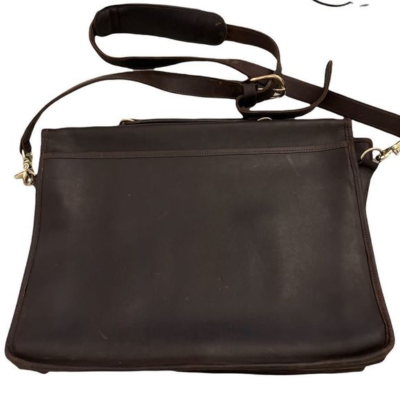 Elegant Brown Leather Laptop Bag - Picture 2 of 5